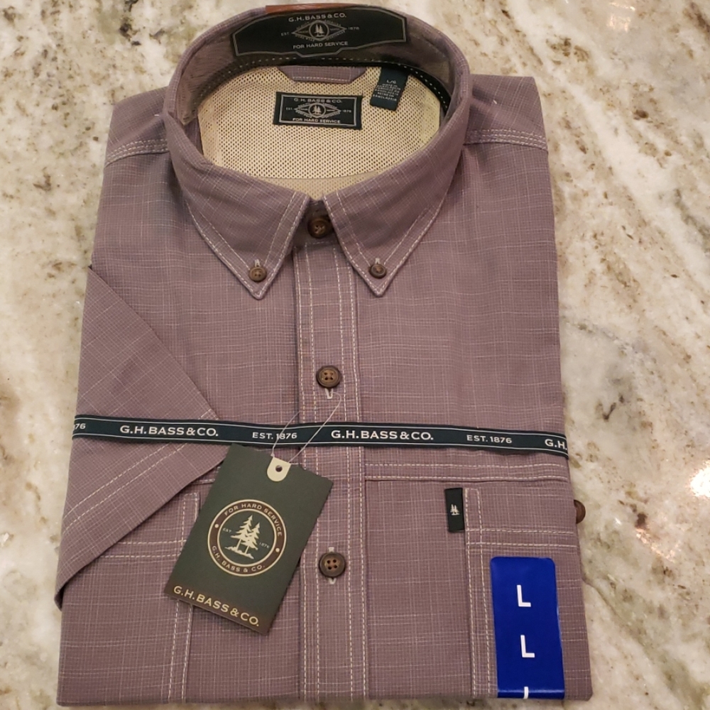 Brown GH Bass & Co short sleeve button down